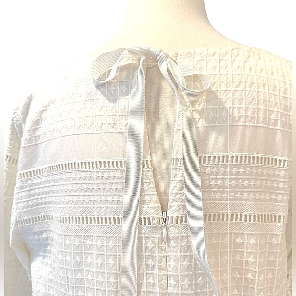 J. Crew White Eyelet Embroidered 100% Cotton Flutter Sleeve Shift Mini Size 10 - Picture 8 of 10